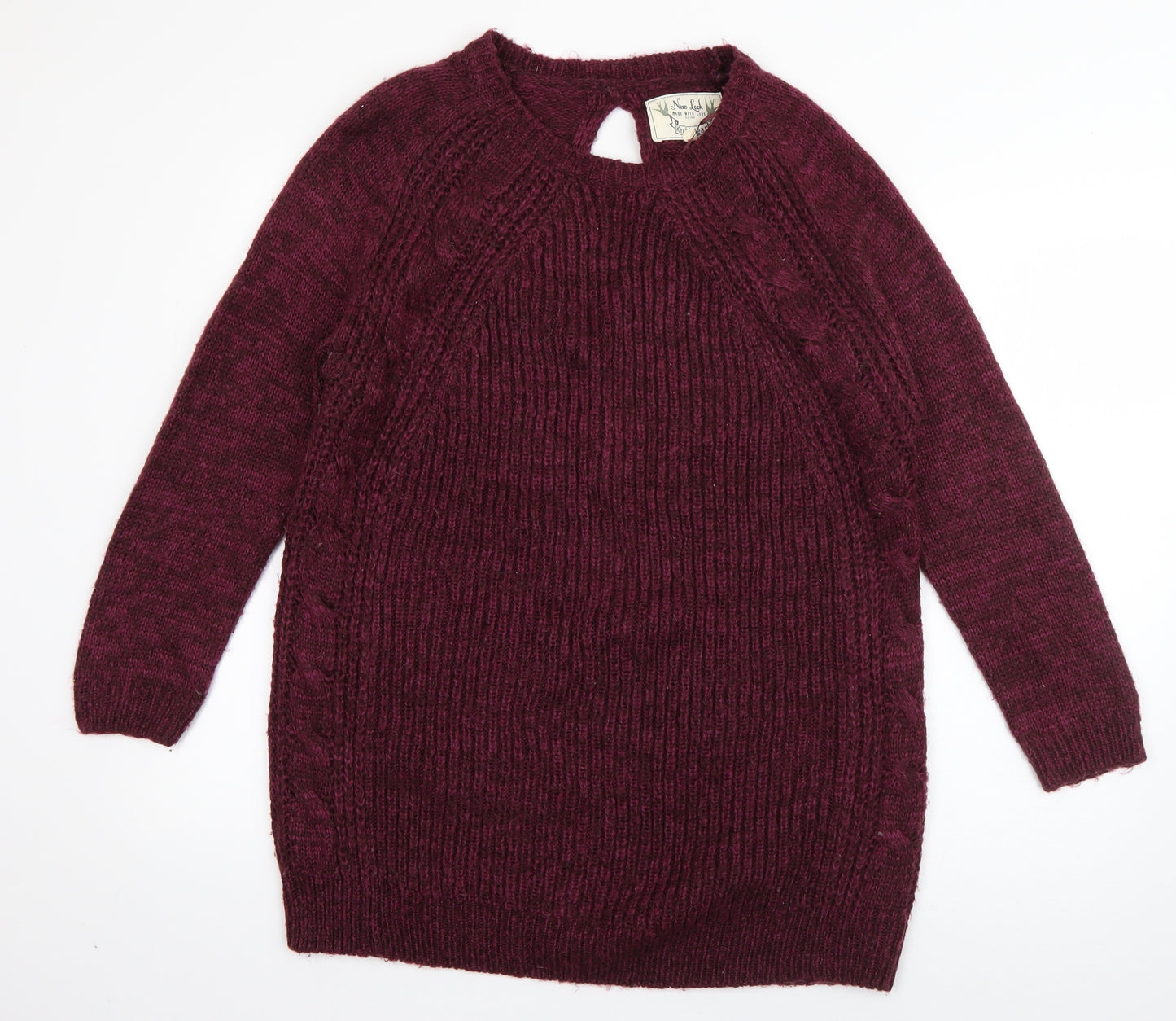 New Look Womens Purple Crew Neck  Acrylic Pullover Jumper Size M