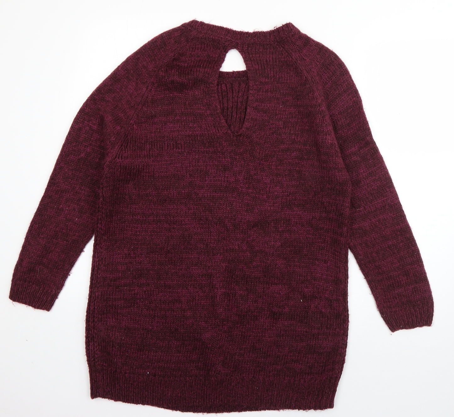 New Look Womens Purple Crew Neck  Acrylic Pullover Jumper Size M