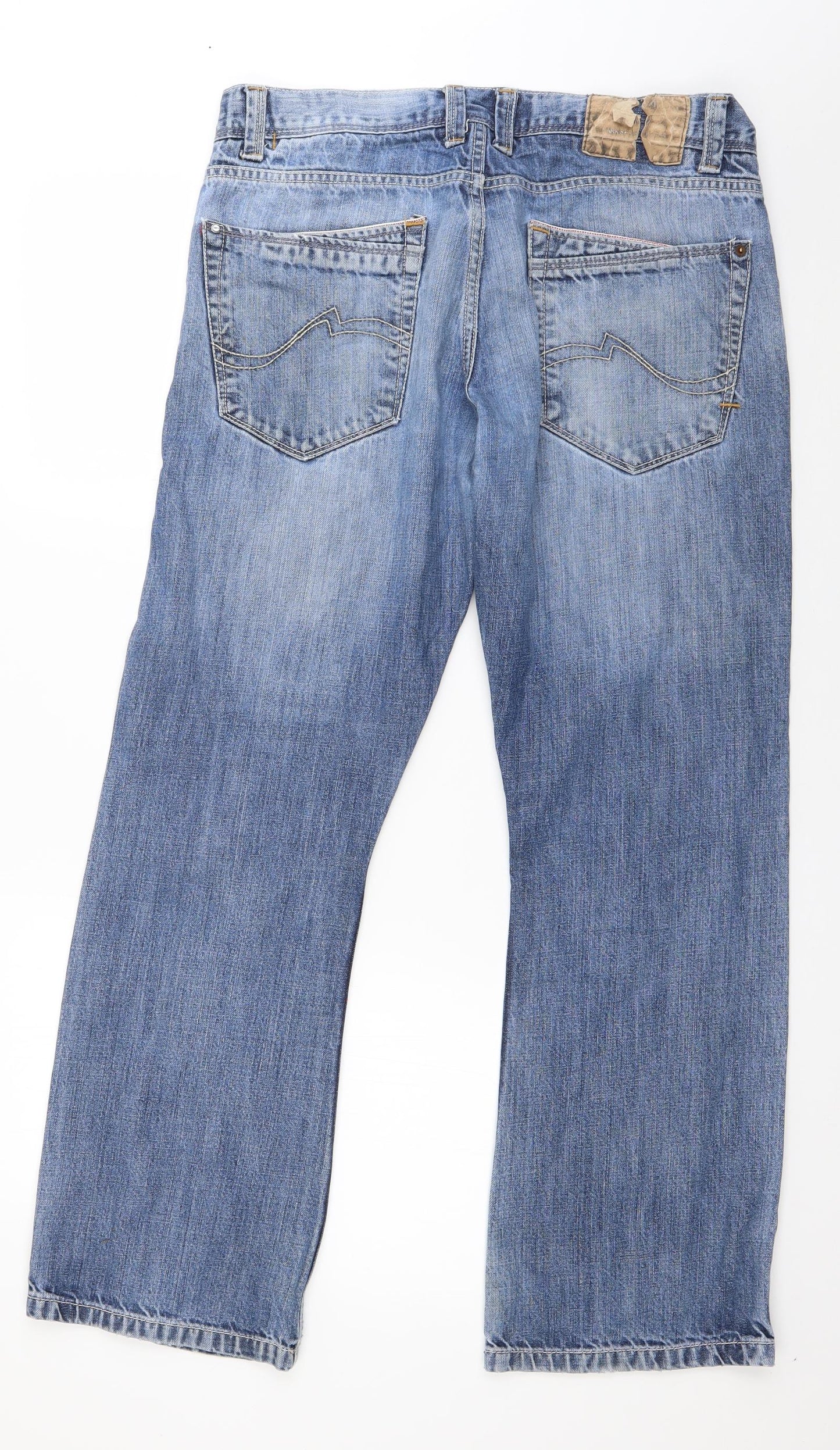 Crosshatch Mens Blue  Cotton Straight Jeans Size 32 in L28 in Regular Button