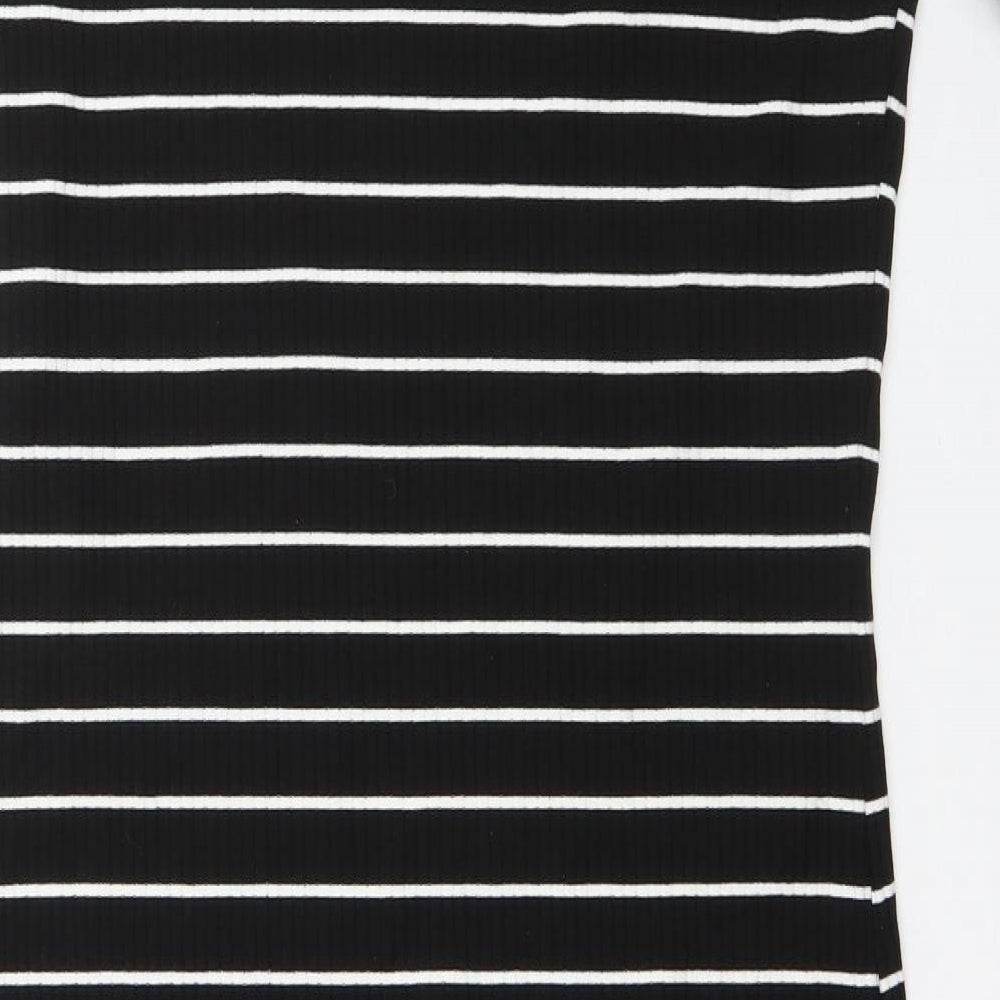 George Womens Black Striped Polyester T-Shirt Dress  Size 16  Round Neck Pullover