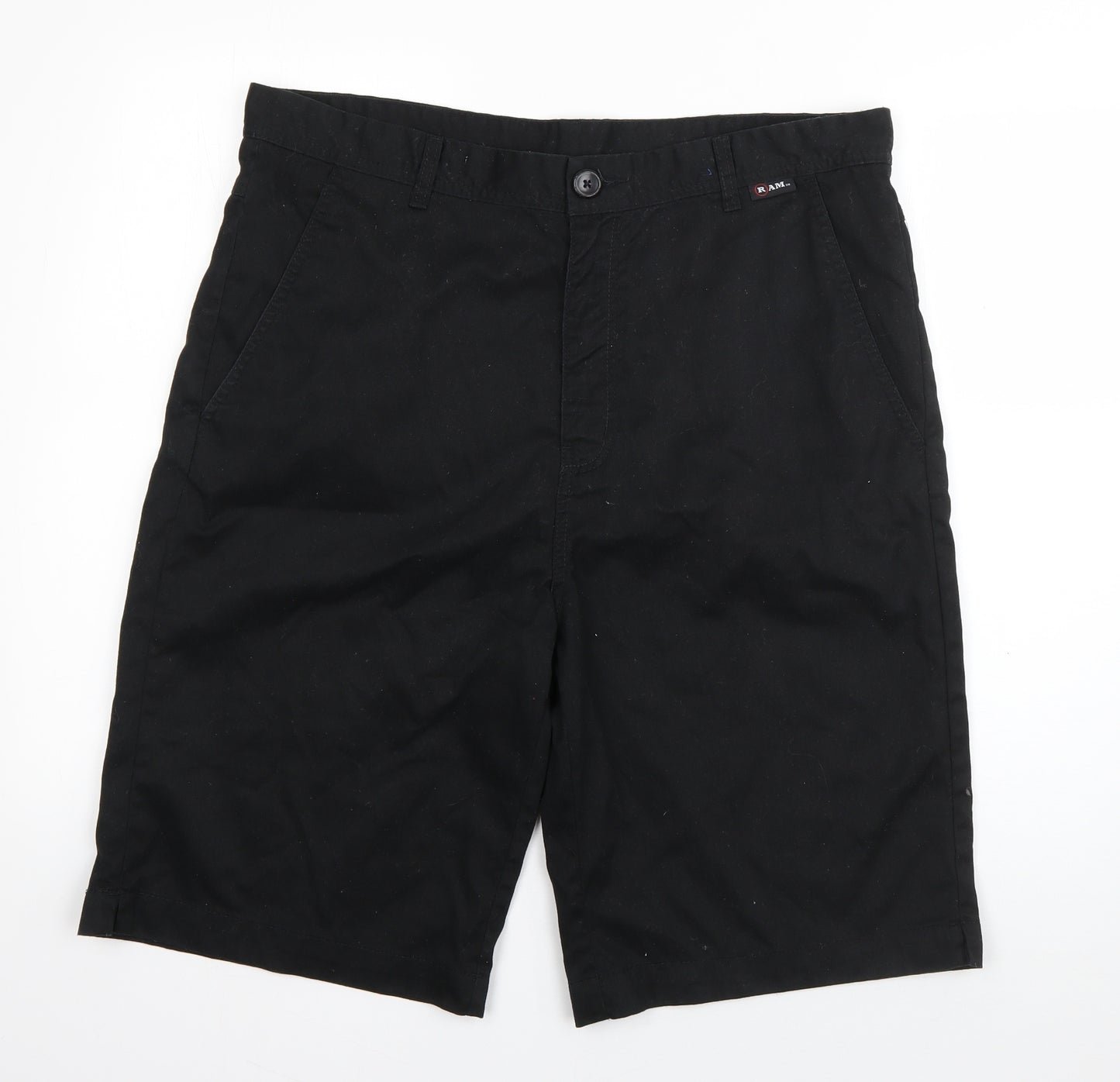 RAM Mens Black  Cotton Bermuda Shorts Size L L11 in Regular Button