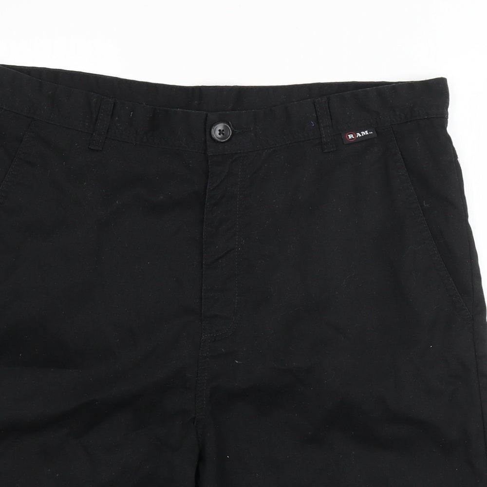 RAM Mens Black  Cotton Bermuda Shorts Size L L11 in Regular Button