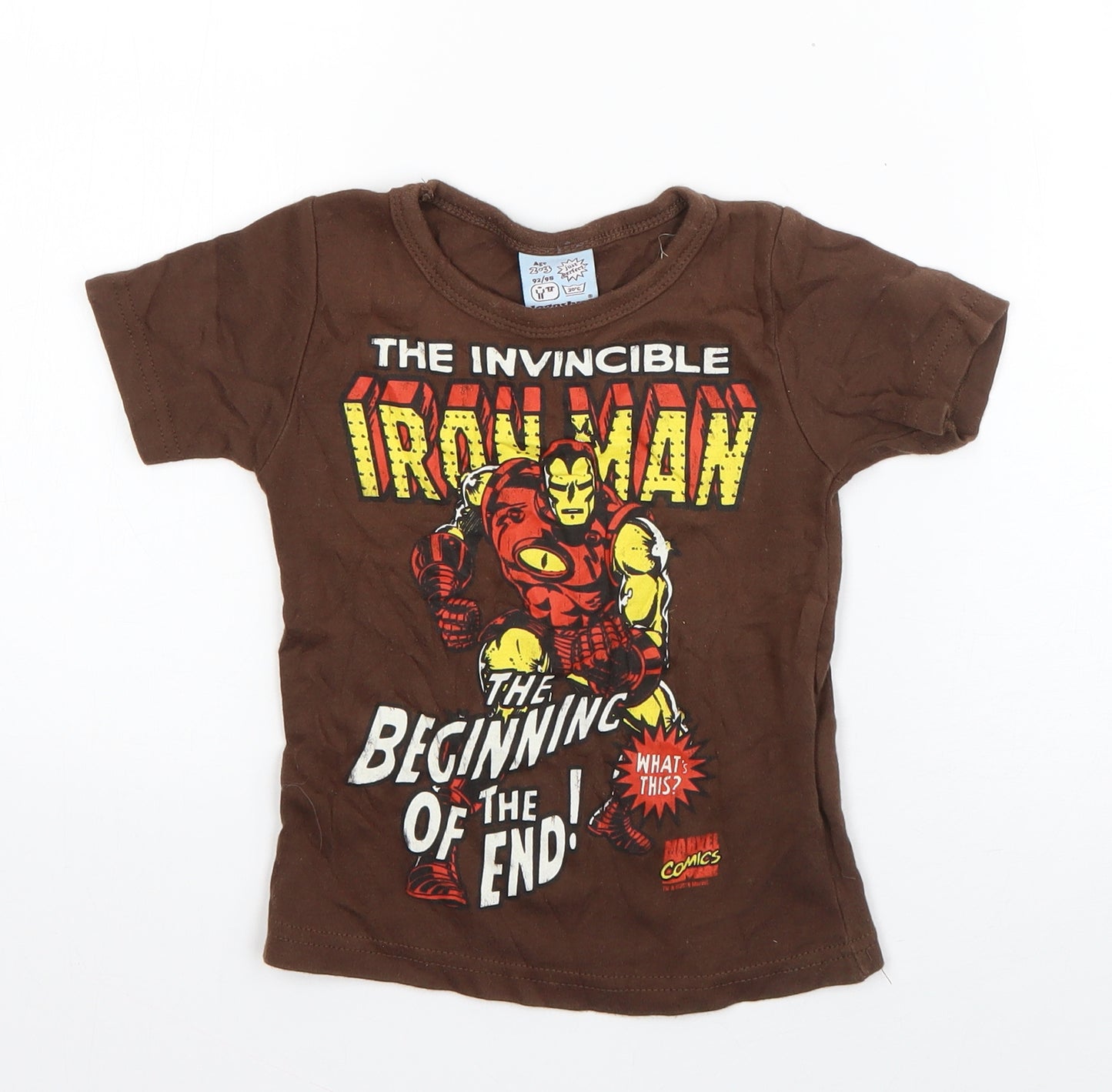 Logoshirt Boys Brown  Cotton Basic T-Shirt Size 2-3 Years Round Neck Pullover - Iron Man