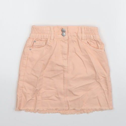 Matalan Girls Orange  Cotton A-Line Skirt Size 8 Years  Regular Buckle