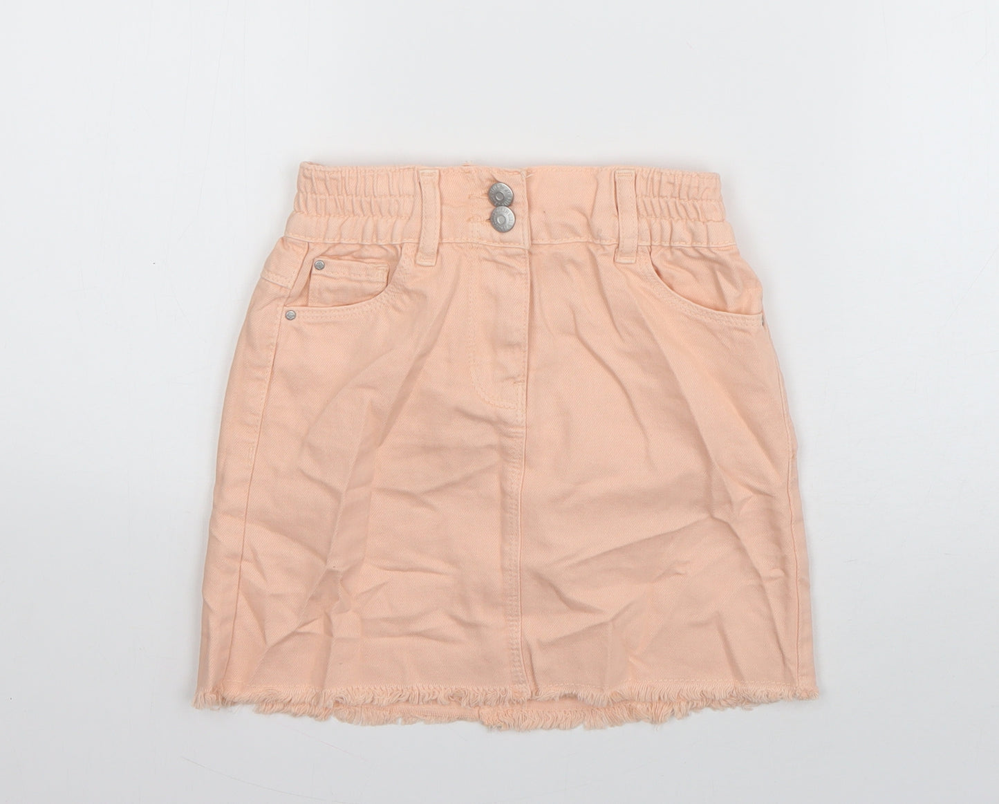 Matalan Girls Orange  Cotton A-Line Skirt Size 8 Years  Regular Buckle