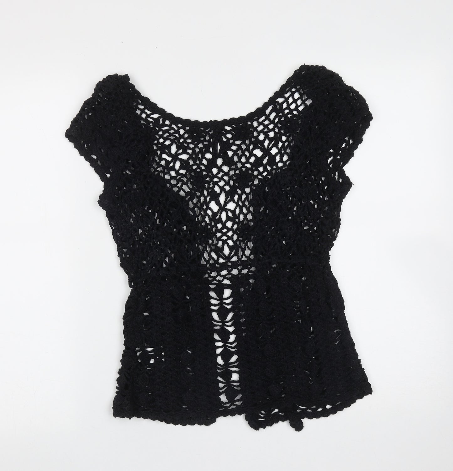 EVIE Womens Black V-Neck  Ramie Cardigan Jumper Size 10