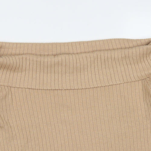 Divided by H&M Womens Beige Roll Neck Striped Viscose Pullover Jumper Size L