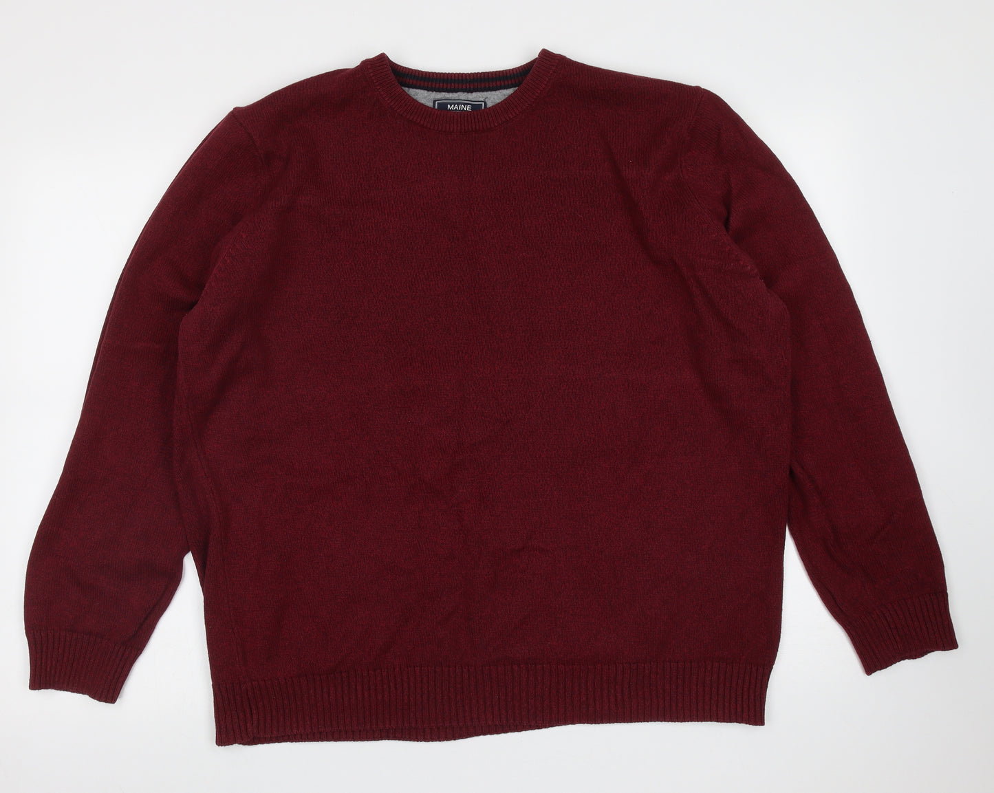 Maine New England Mens Purple Round Neck  Cotton Pullover Jumper Size XL