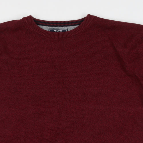 Maine New England Mens Purple Round Neck  Cotton Pullover Jumper Size XL