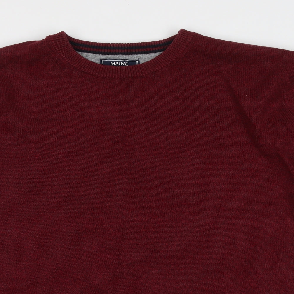 Maine New England Mens Purple Round Neck  Cotton Pullover Jumper Size XL