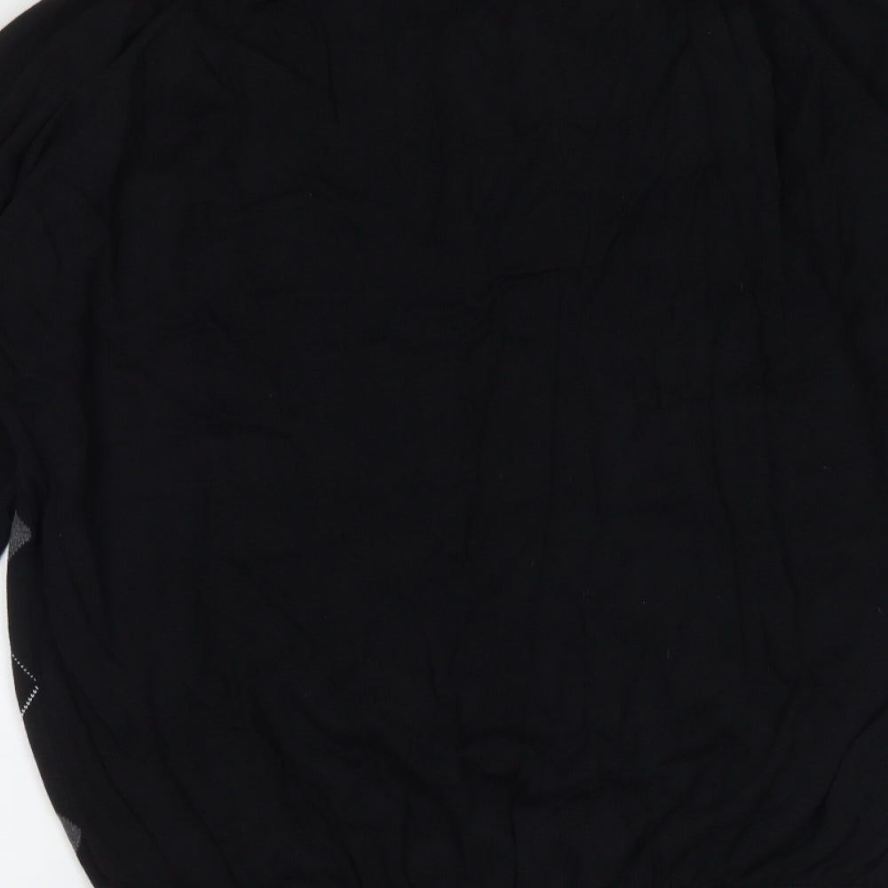 Dunlop Mens Black V-Neck Argyle/Diamond Cotton Pullover Jumper Size 2XL