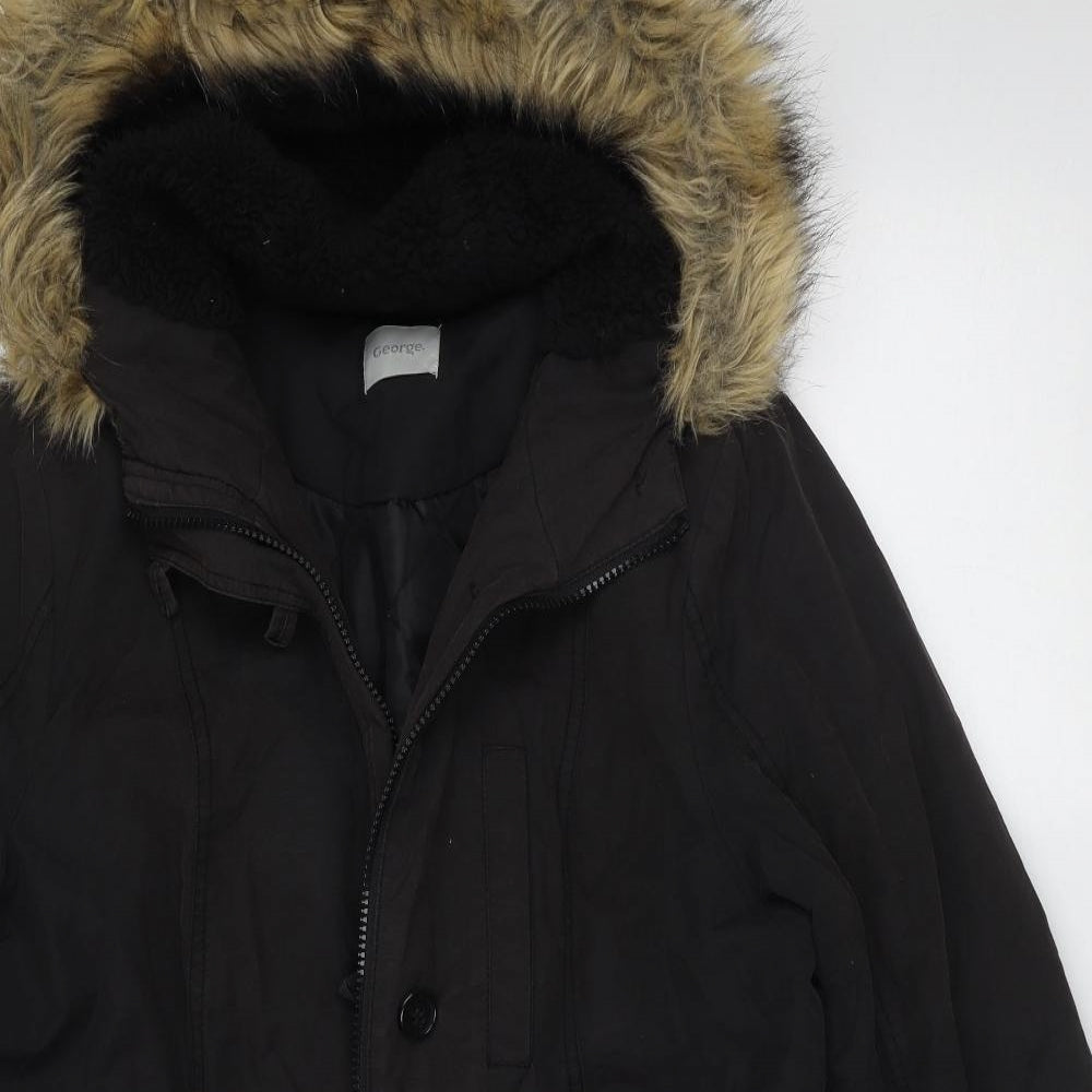 George Womens Black   Parka Jacket Size 14  Zip