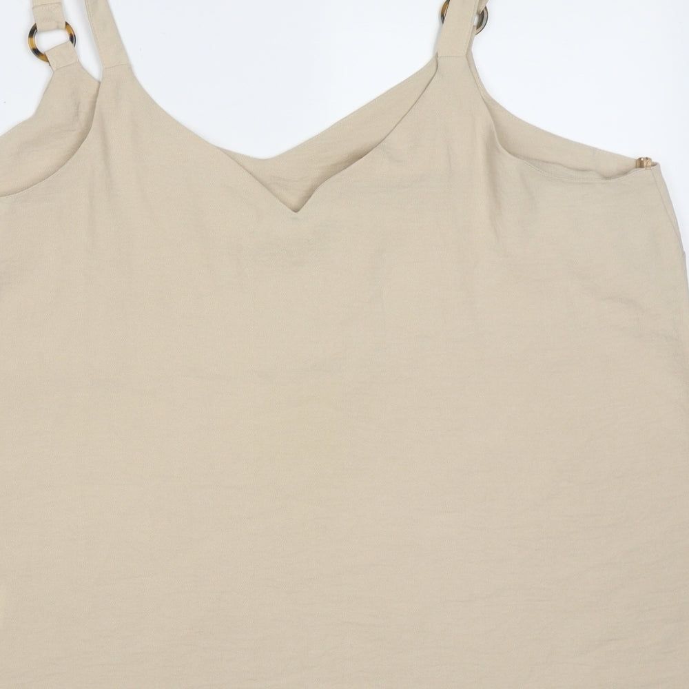 Peacocks Womens Beige  Polyester Camisole Blouse Size 20 V-Neck