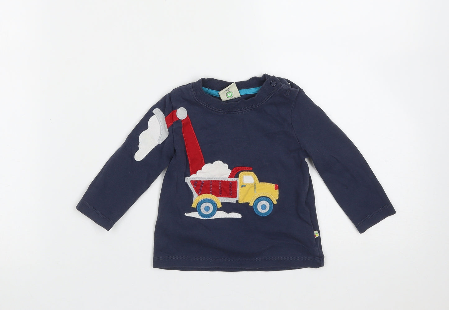 frugt Baby Blue  Cotton Basic T-Shirt Size 3-6 Months Round Neck  - truck