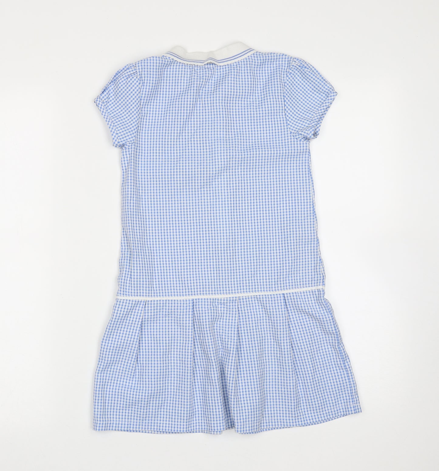 TU Girls Blue Check Cotton Shift  Size 6 Years  Collared Zip - school