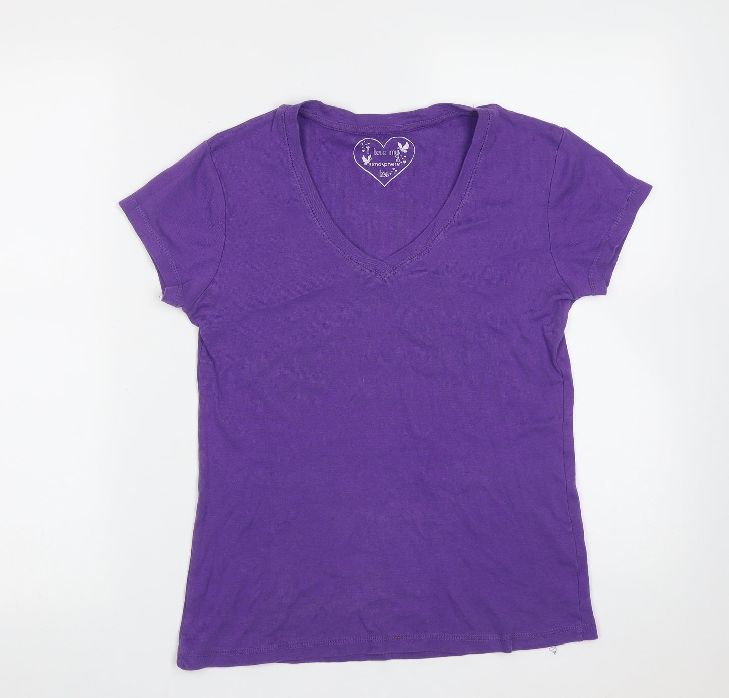Primark Womens Purple  Cotton Basic T-Shirt Size 12 V-Neck
