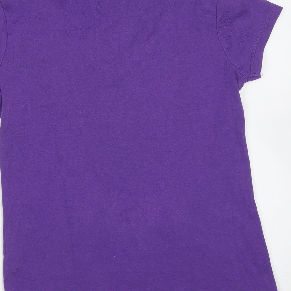 Primark Womens Purple  Cotton Basic T-Shirt Size 12 V-Neck
