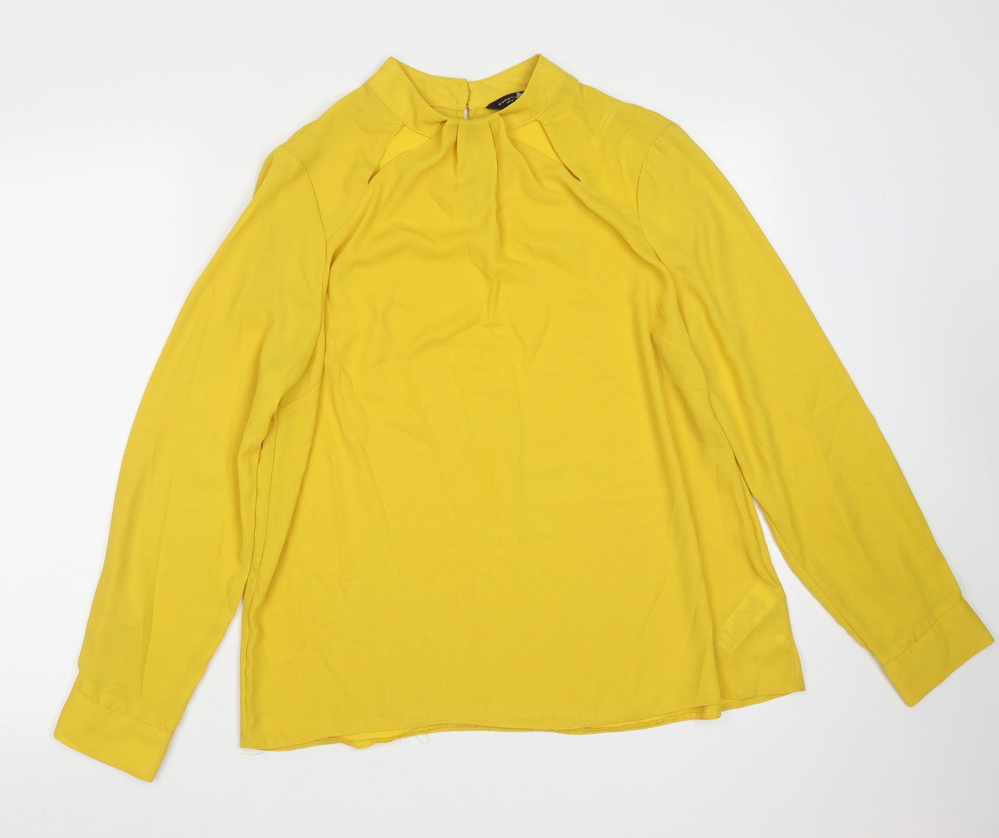 Dorothy Perkins Womens Yellow  Polyester Basic Blouse Size 14 Round Neck