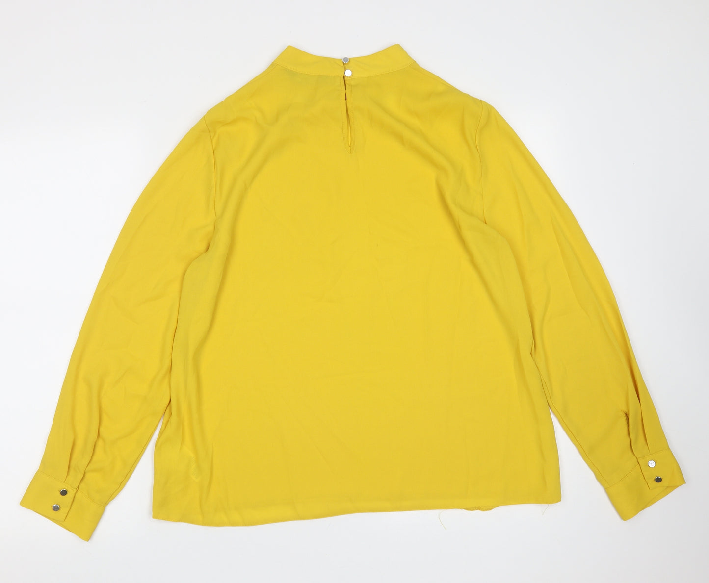 Dorothy Perkins Womens Yellow  Polyester Basic Blouse Size 14 Round Neck