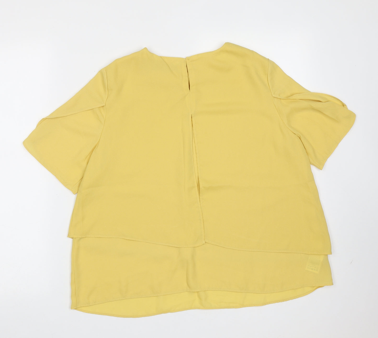 MNG Womens Yellow  Polyester Basic Blouse Size M Round Neck