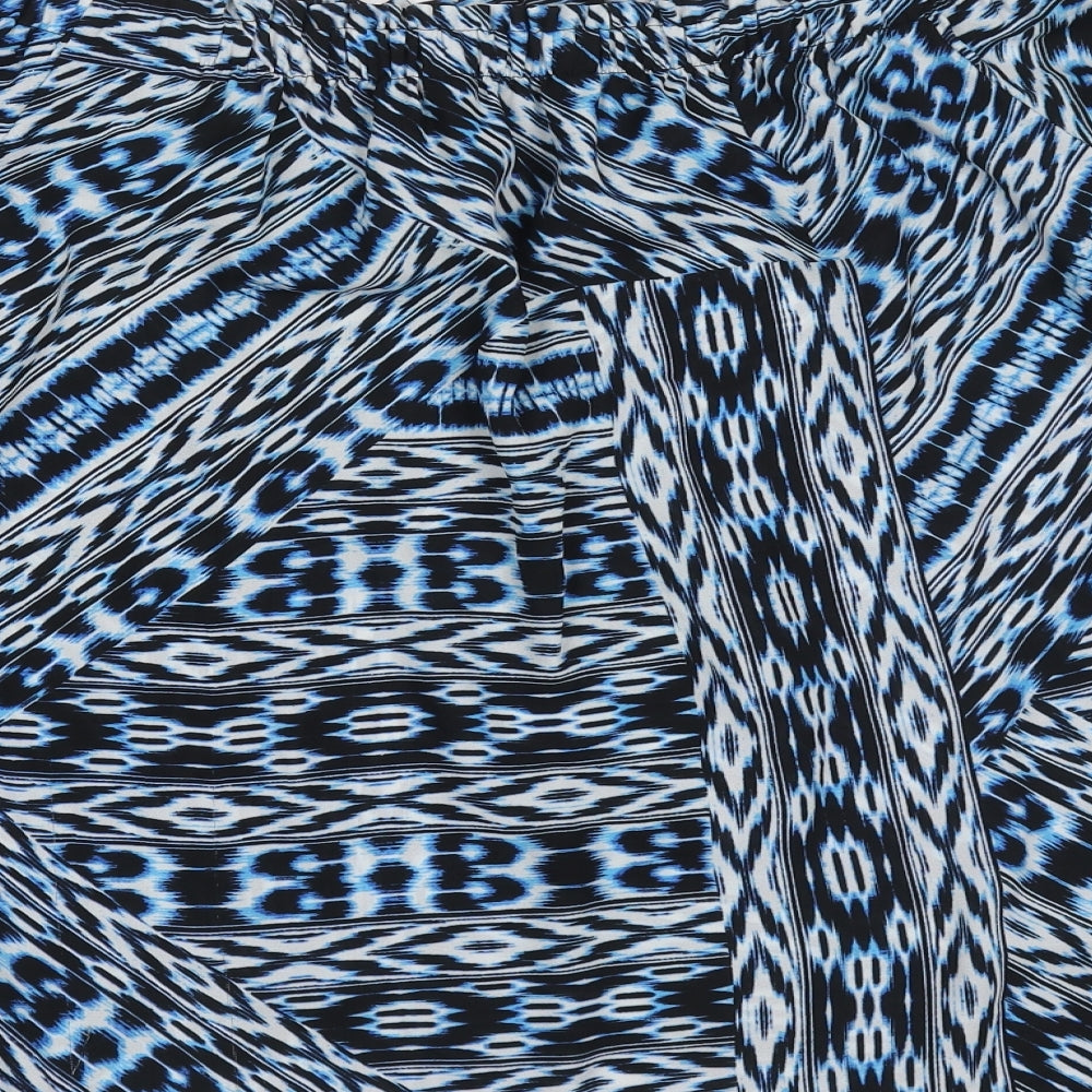 F&F Womens Blue Geometric Polyester Basic Blouse Size 12 Round Neck