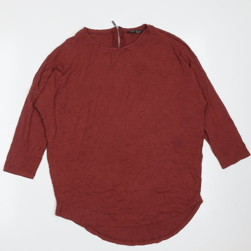 Select Womens Red  Viscose Basic T-Shirt Size 10 Round Neck - burgundy