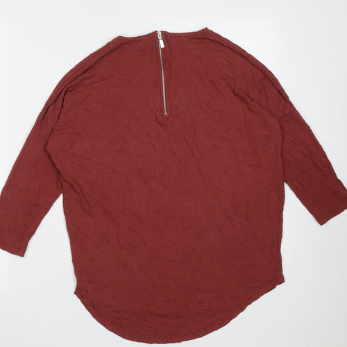 Select Womens Red  Viscose Basic T-Shirt Size 10 Round Neck - burgundy