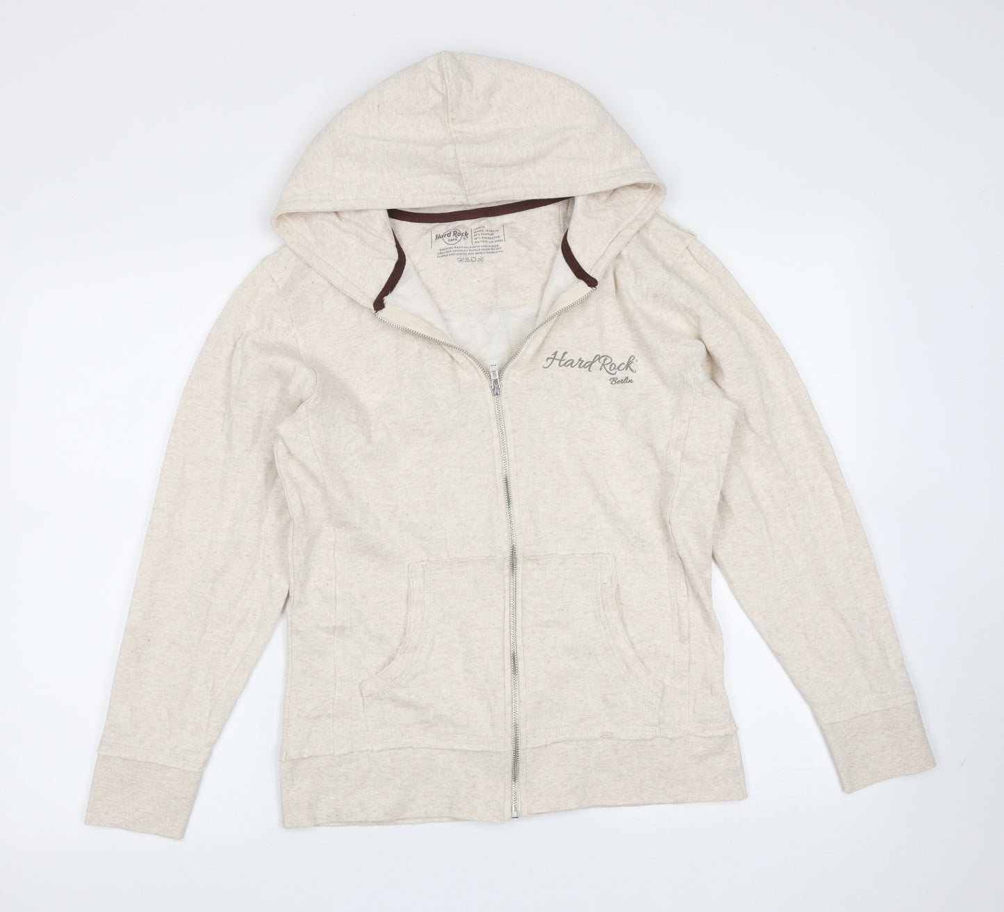 Hard Rock Cafe Womens Beige  Cotton Full Zip Hoodie Size L  Zip - hard rock berlin