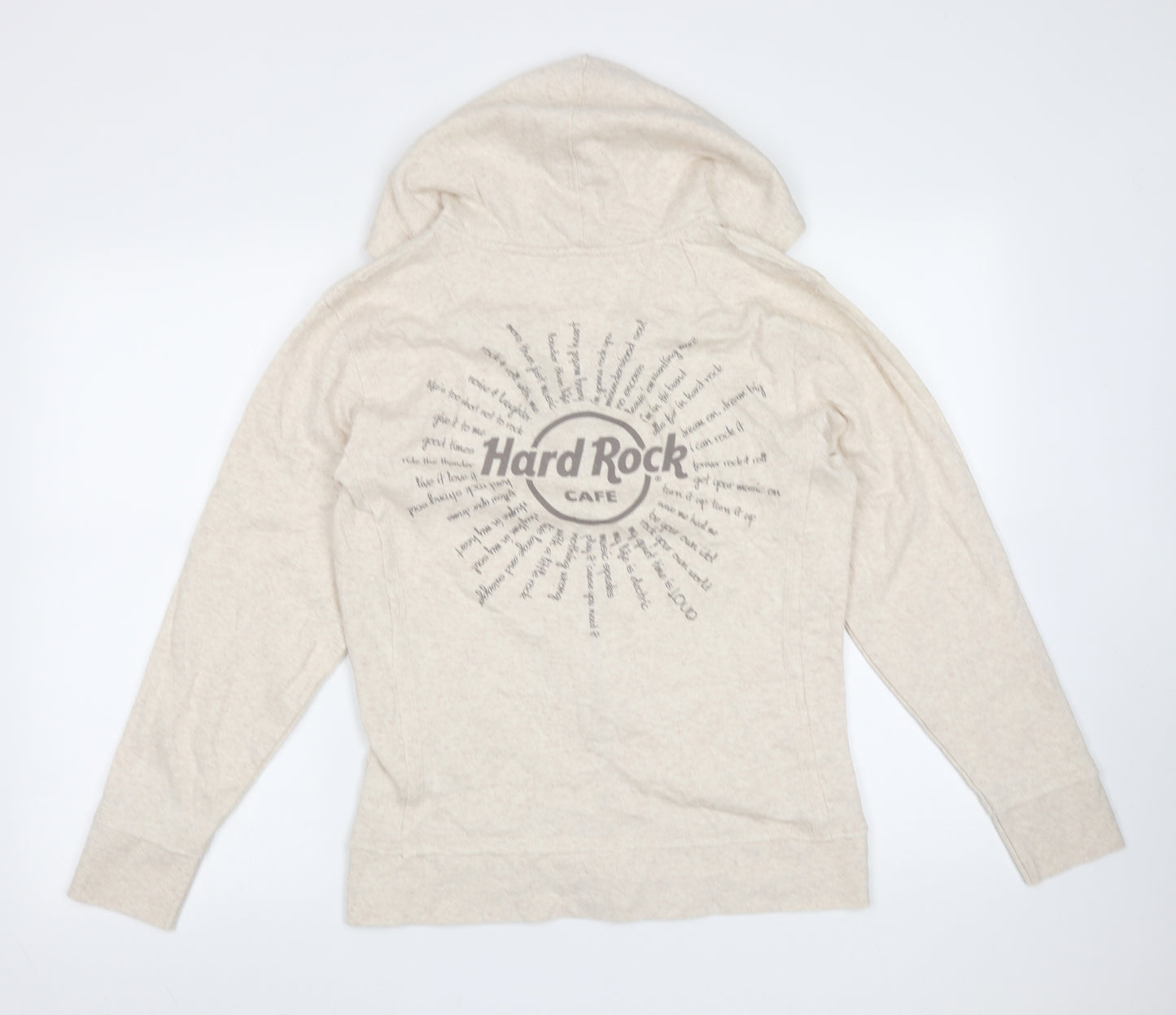 Hard Rock Cafe Womens Beige  Cotton Full Zip Hoodie Size L  Zip - hard rock berlin