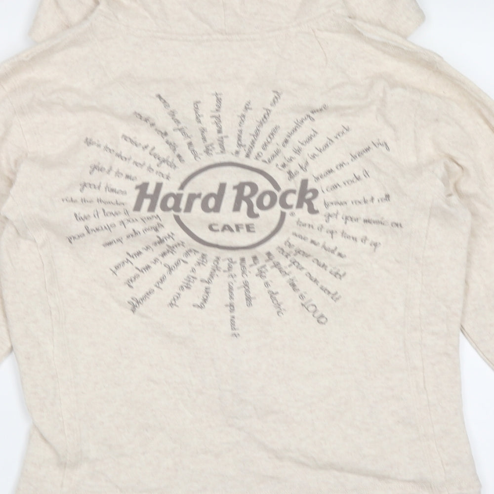 Hard Rock Cafe Womens Beige  Cotton Full Zip Hoodie Size L  Zip - hard rock berlin