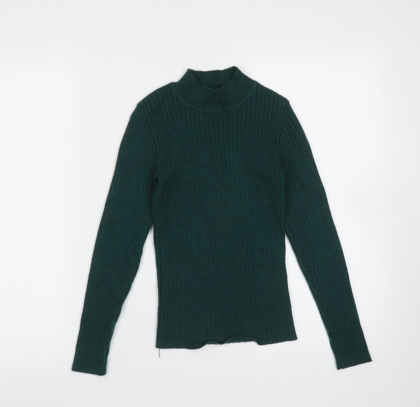 Primark Womens Green Round Neck Striped Viscose Pullover Jumper Size S