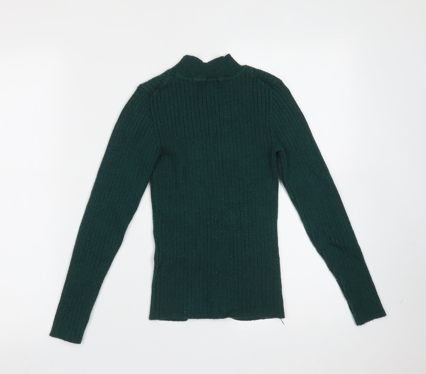 Primark Womens Green Round Neck Striped Viscose Pullover Jumper Size S