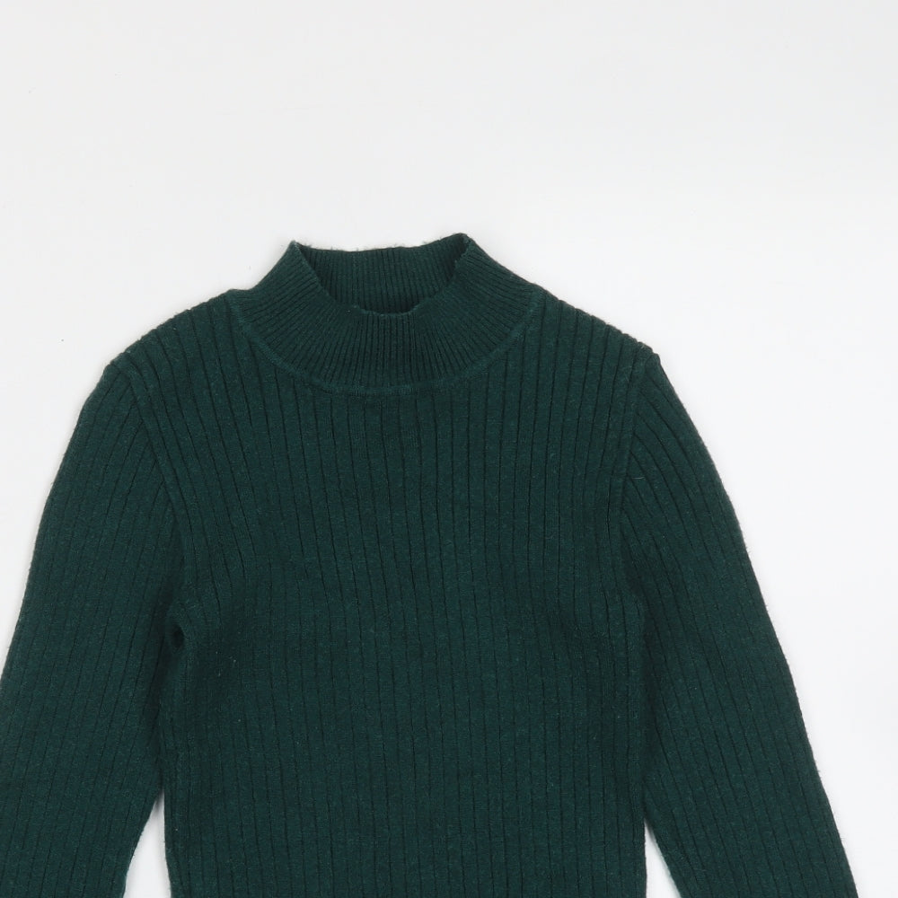 Primark Womens Green Round Neck Striped Viscose Pullover Jumper Size S