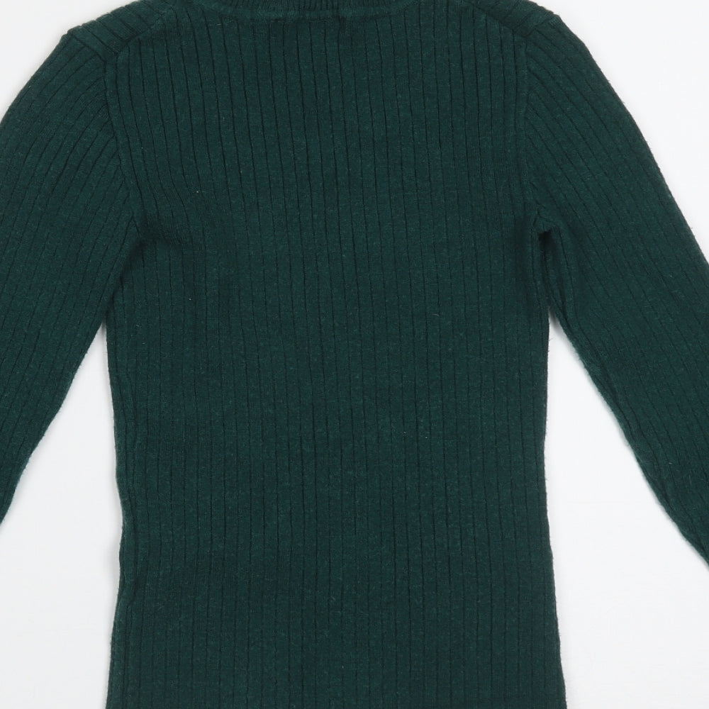 Primark Womens Green Round Neck Striped Viscose Pullover Jumper Size S