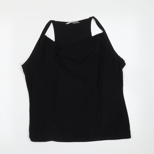 AMARANTO Womens Black  Polyester Basic Blouse Size 20 Round Neck