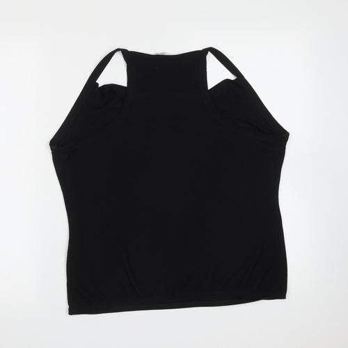 AMARANTO Womens Black  Polyester Basic Blouse Size 20 Round Neck