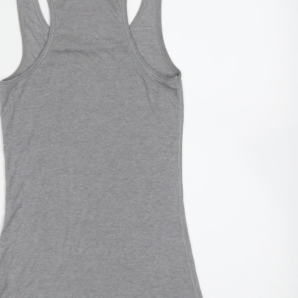 Jack Wills Womens Grey  Cotton Basic Tank Size 6 Round Neck