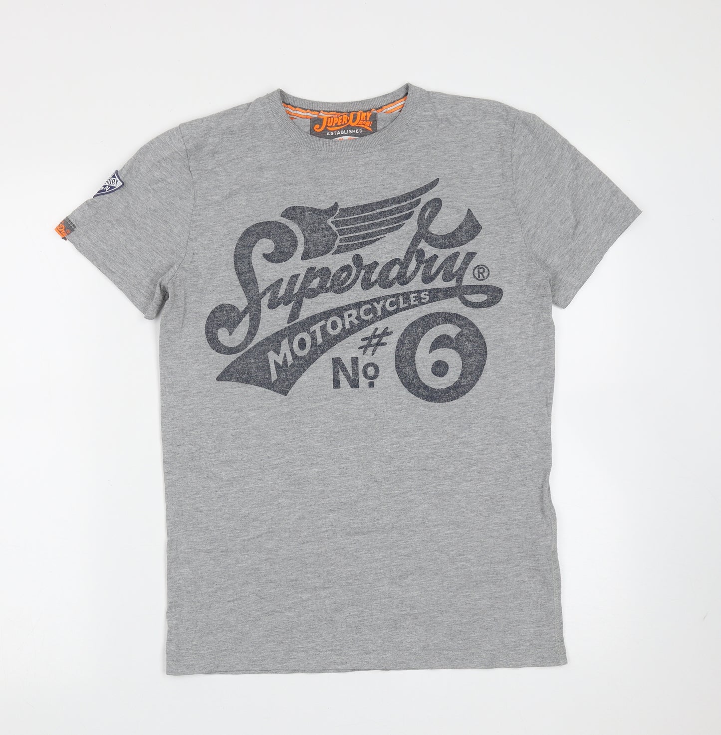 Superdry Mens Grey  Cotton  T-Shirt Size S Round Neck