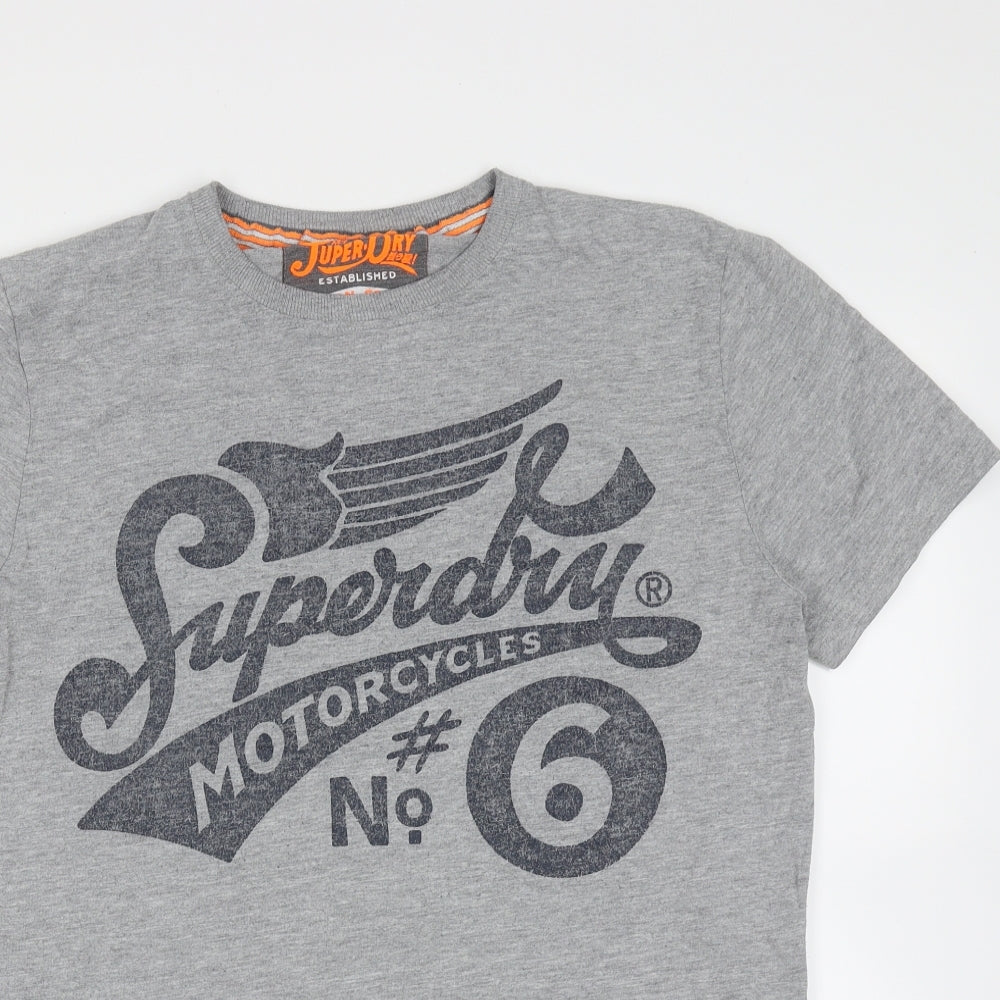 Superdry Mens Grey  Cotton  T-Shirt Size S Round Neck