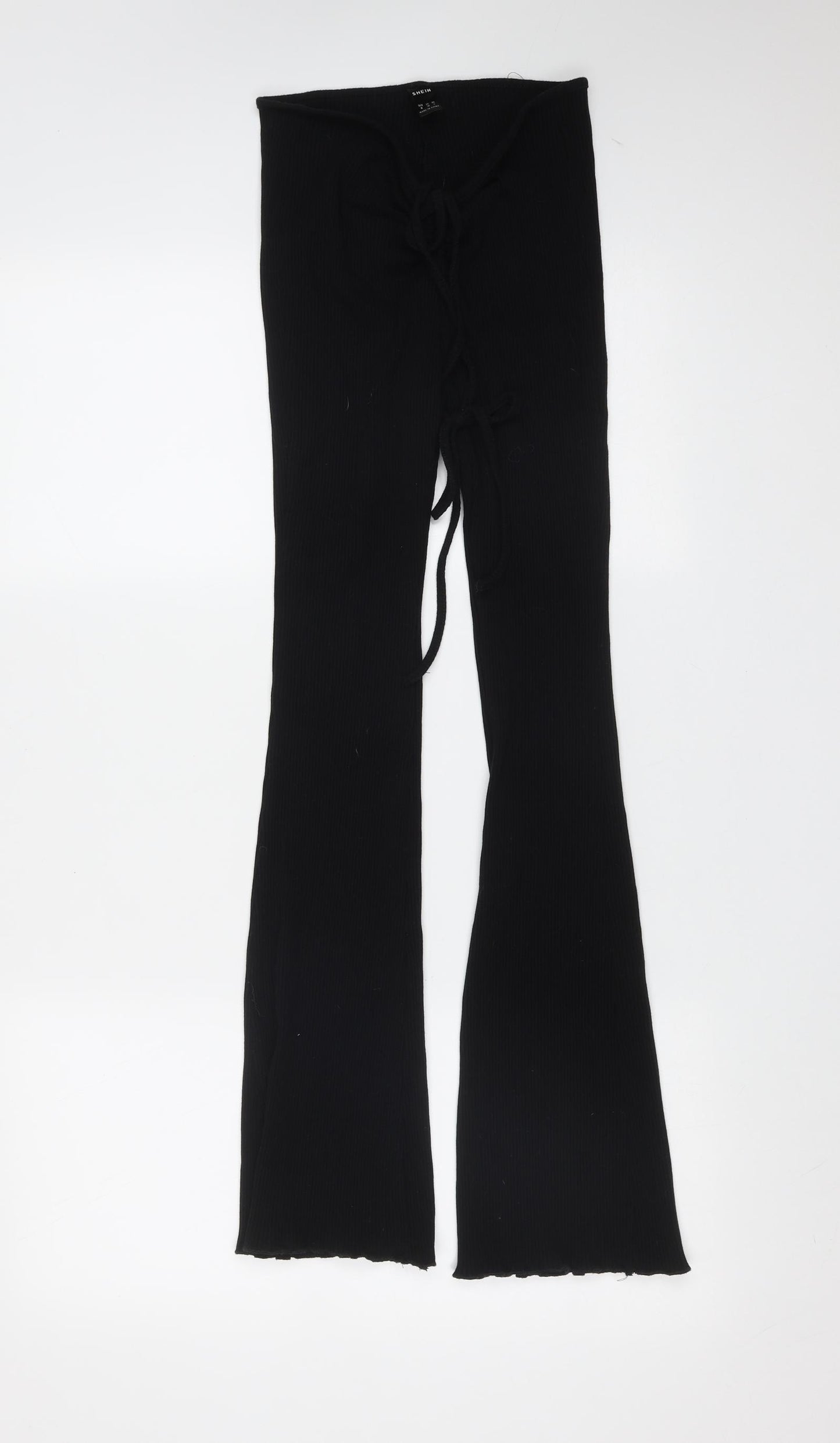 SheIn Womens Black Striped Cotton Trousers  Size M L29 in Regular Tie