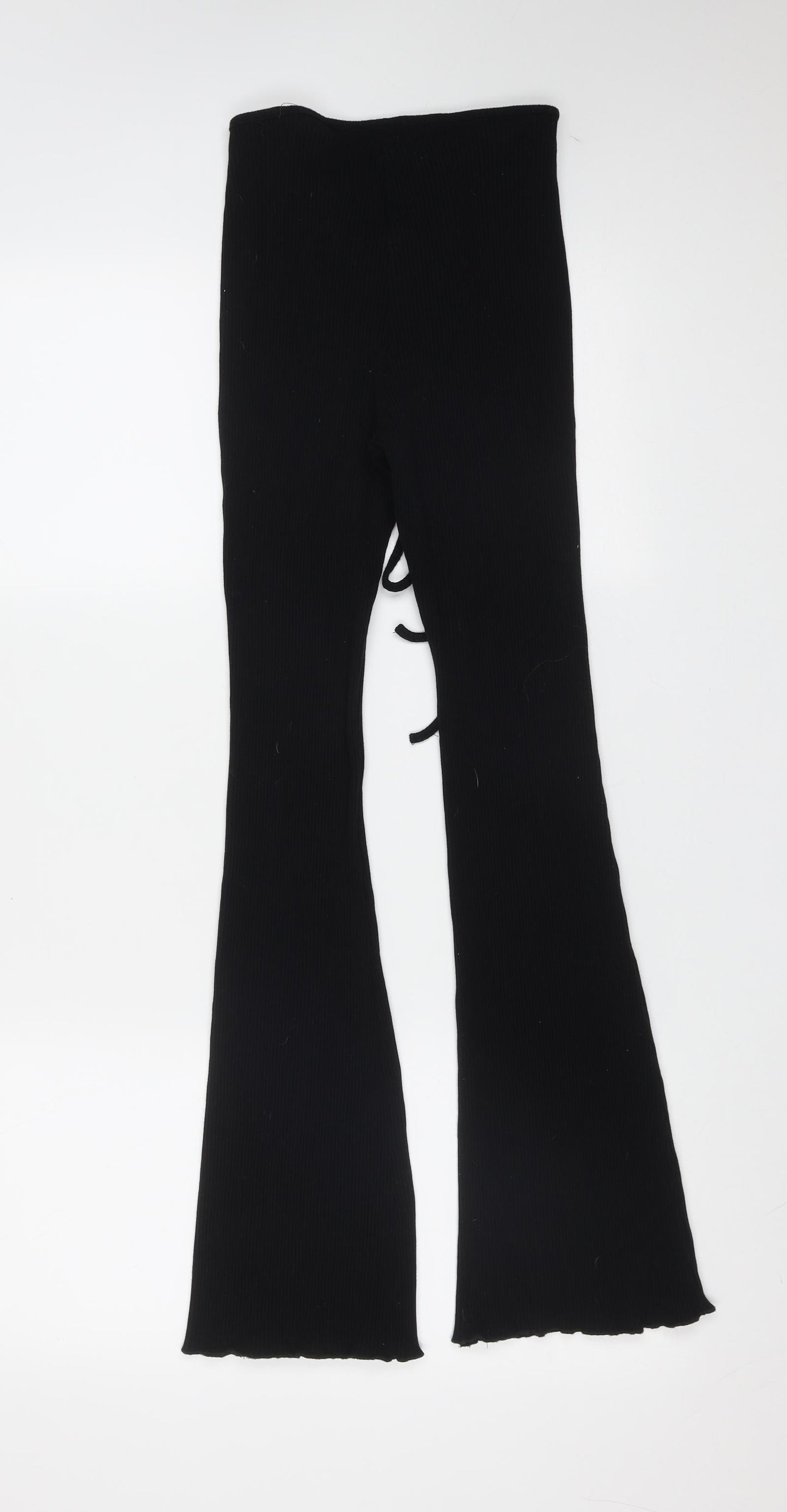 SheIn Womens Black Striped Cotton Trousers  Size M L29 in Regular Tie
