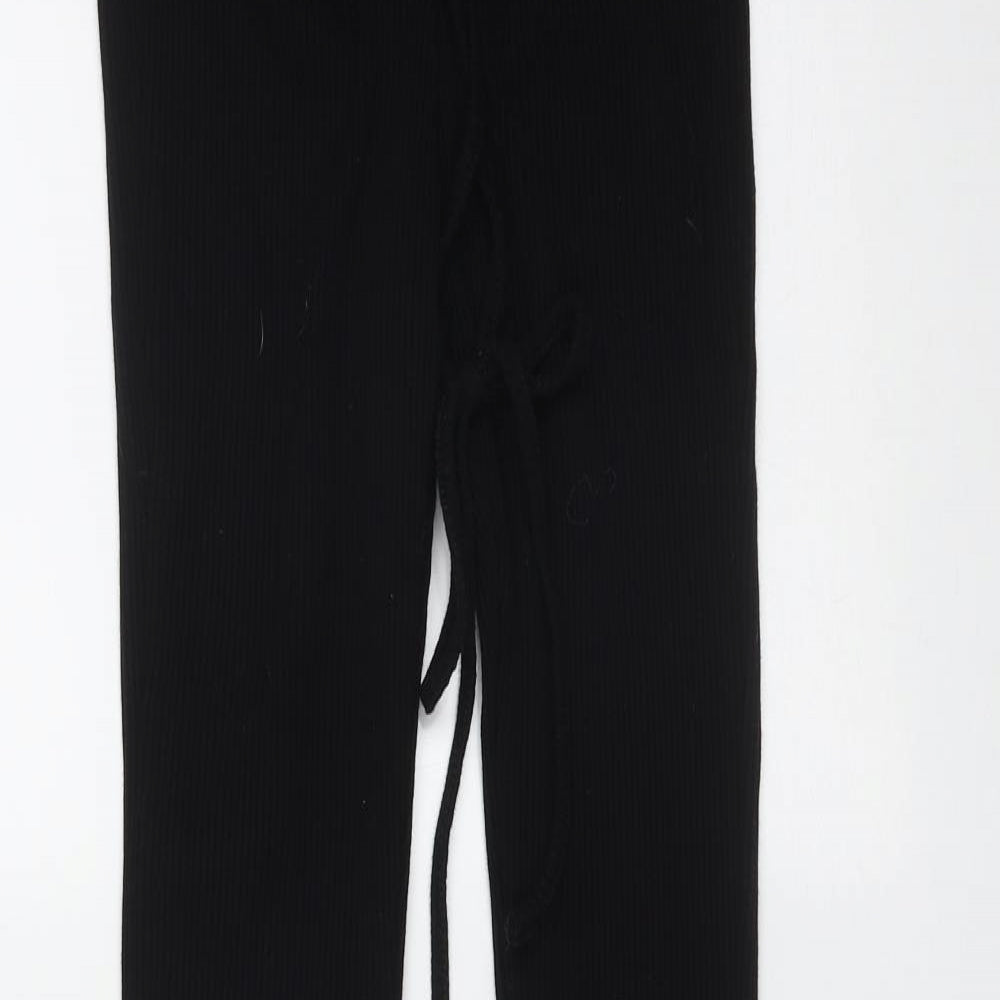 SheIn Womens Black Striped Cotton Trousers  Size M L29 in Regular Tie