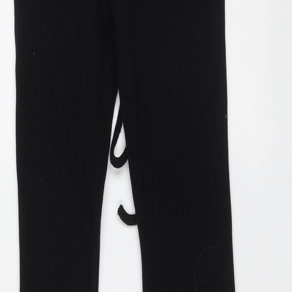 SheIn Womens Black Striped Cotton Trousers  Size M L29 in Regular Tie