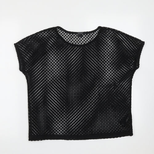 ESMARA Womens Black Round Neck Geometric Polyester Pullover Jumper Size S