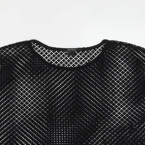 ESMARA Womens Black Round Neck Geometric Polyester Pullover Jumper Size S