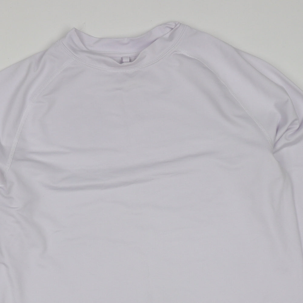 Crane Mens White  Polyester Blend Basic T-Shirt Size S Round Neck