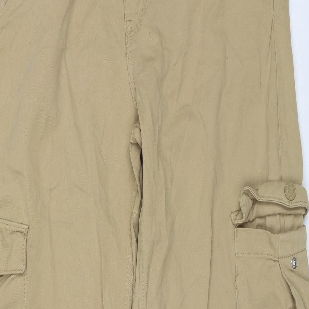 Pull&Bear Womens Beige  Cotton Cargo Trousers Size 12 L33 in Regular Zip