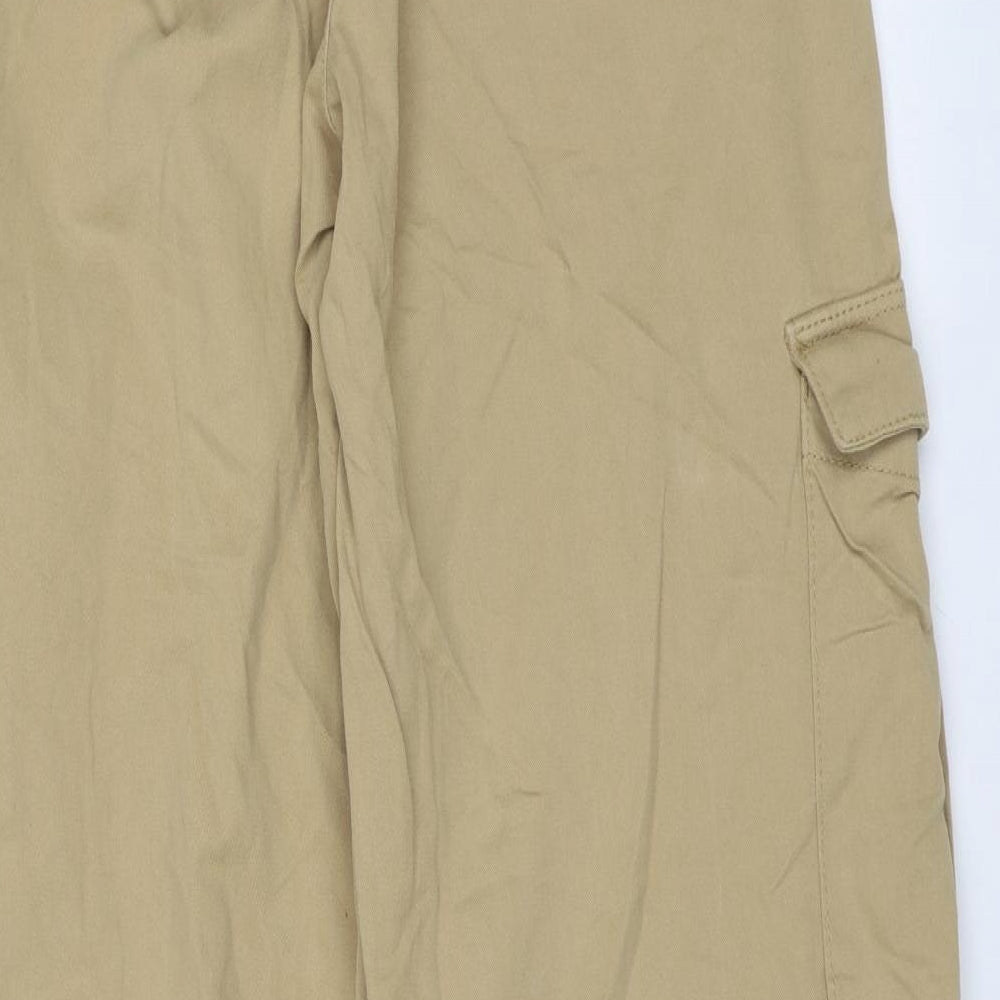 Pull&Bear Womens Beige  Cotton Cargo Trousers Size 12 L33 in Regular Zip