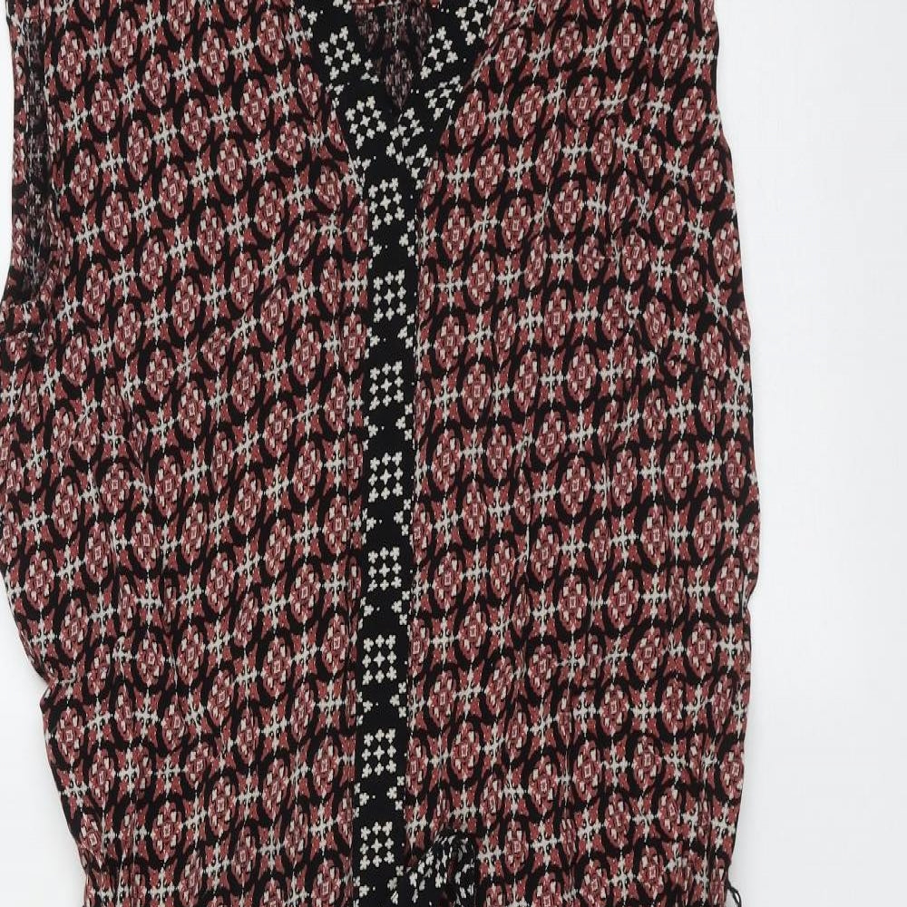 Marks and Spencer Womens Black Floral Viscose Shift  Size 16  V-Neck