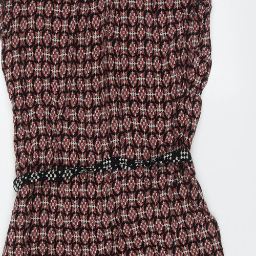 Marks and Spencer Womens Black Floral Viscose Shift  Size 16  V-Neck